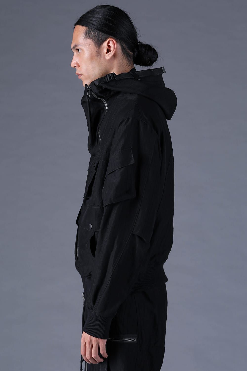 《2027SS先行予約分》Scar Stripe Jacquard Hooded Blouson"Black" / スカーストライプジャガードフードブルゾン"ブラック"