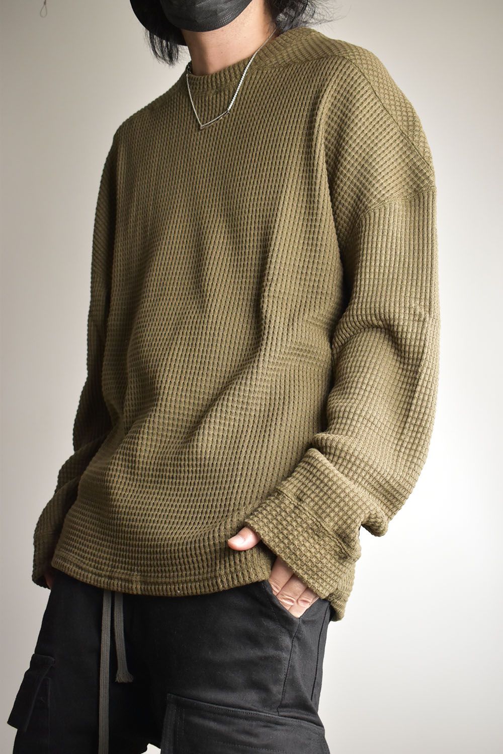 Heavy Waffle Over Size Top"Olive" / ヘビーワッフルオーバーサイズトップ"オリーブ"