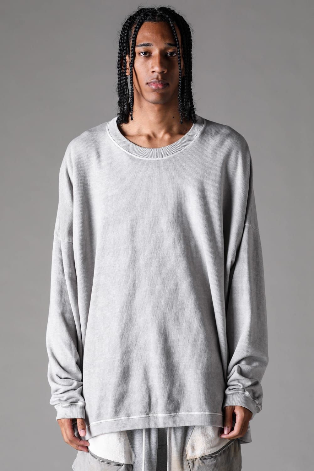 《2027SS先行予約》Sumi Dyed Lightweight French Terry Jumbo Pullover "L.Grey" / 墨染ミニ裏毛ジャンボプルオーバー"ライトグレー"