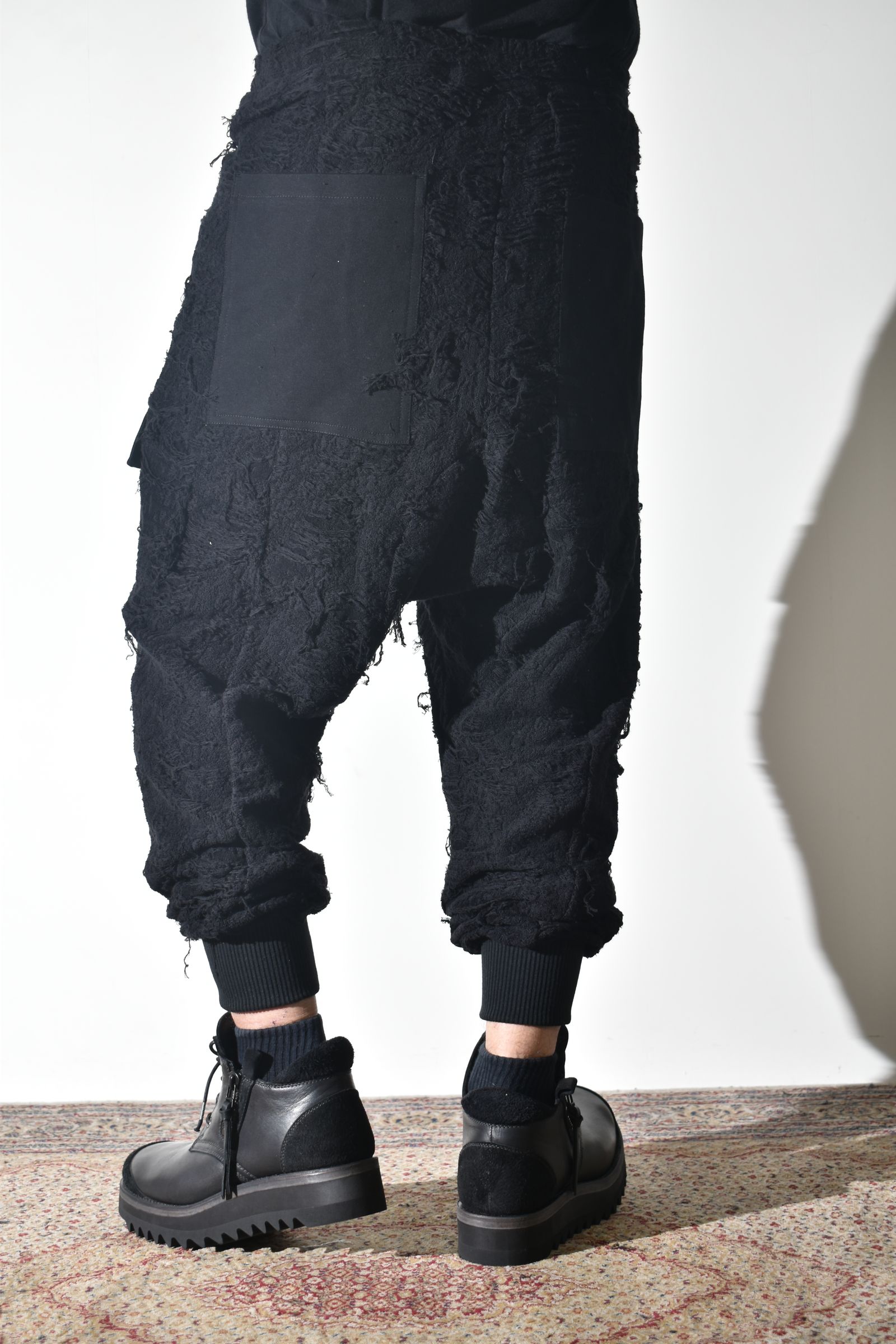 Damage Pile Combination Wide Jogger Pants"Black" / ダメージパイルコンビネーションワイドジョガーパンツ"ブラック"