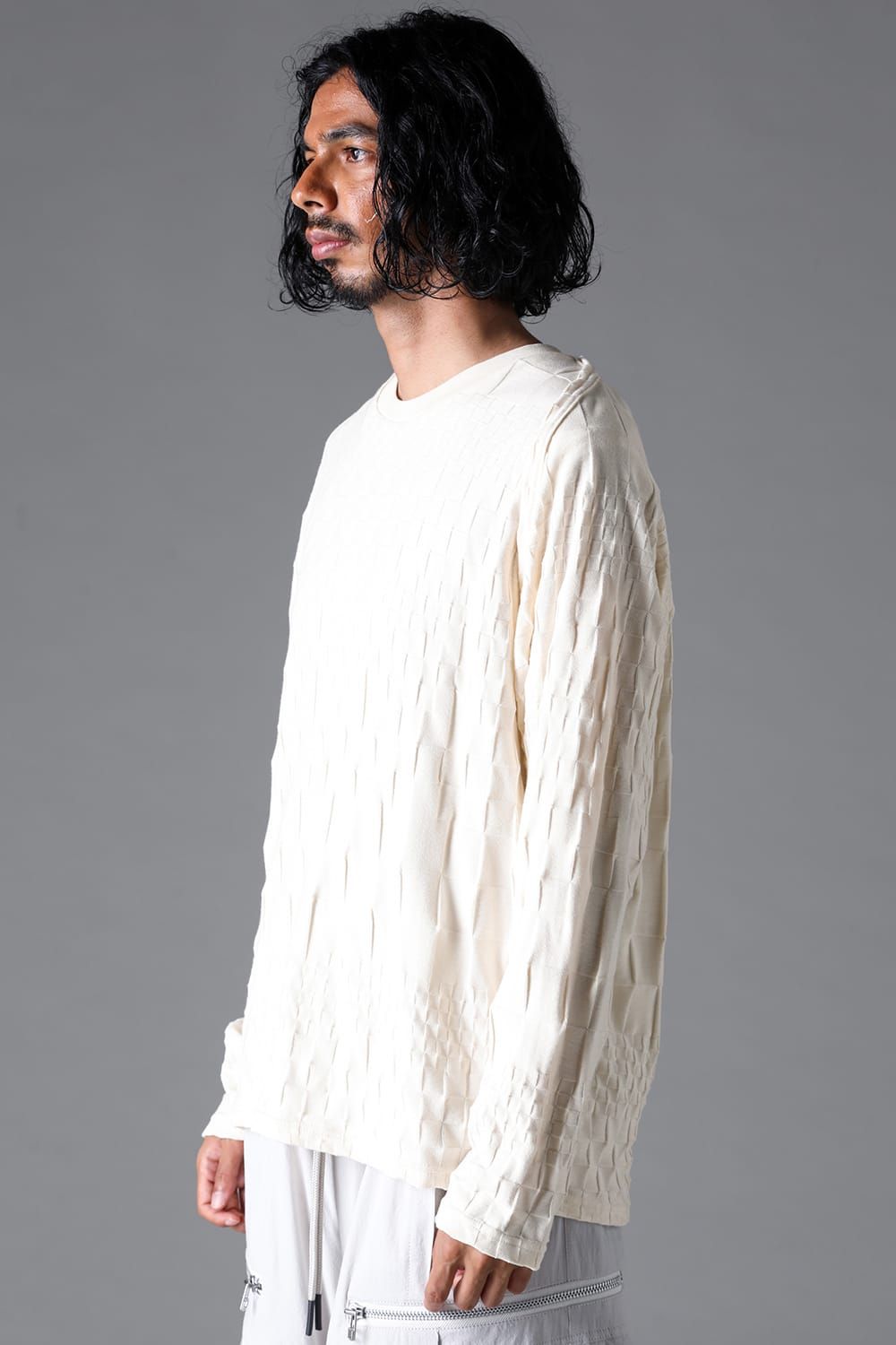 《2026SS先行予約》Gradient Plaid Pattern Shiva Long Sleeve Tee "Black / Cream" / グラデーションチェックパターンシヴァロングスリーブ"ブラック/クリーム"