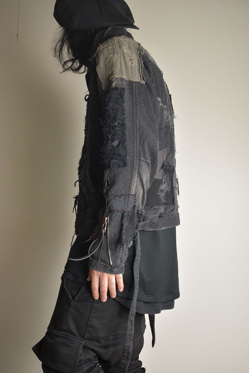 Crust Damage Repair Sashiko Jacquard Jacket "Black" / クラストダメージリペア刺子ジャガードジャケット"ブラック"