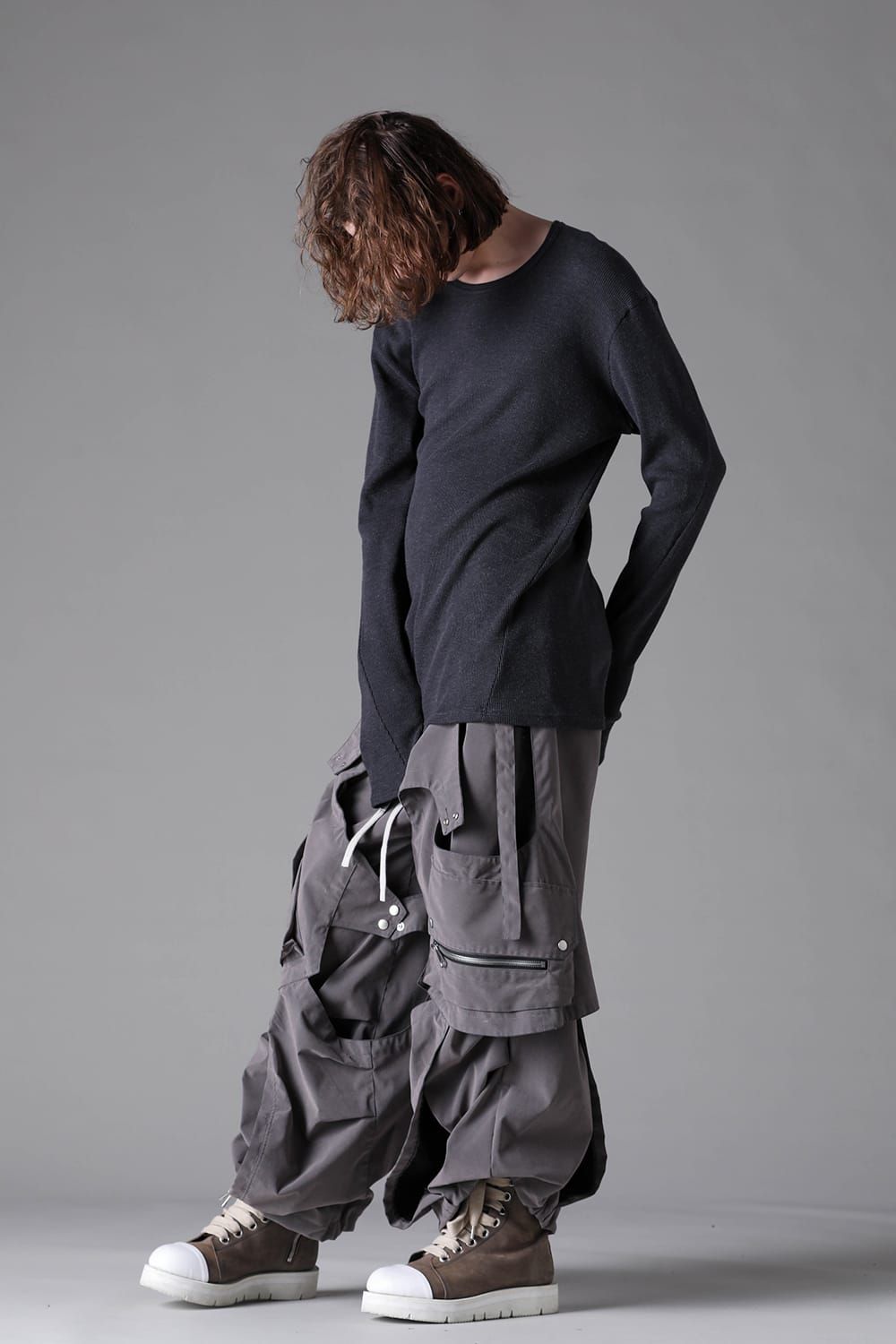 《2026AW先行予約》Back Printed Waffle Jersey Long  Sleeve Tee"Black / D.Grey / Ivory /Khaki"バックプリントワッフルジャージーロングスリーブTee"ブラック/ダークグレー/アイボリー/カーキ"