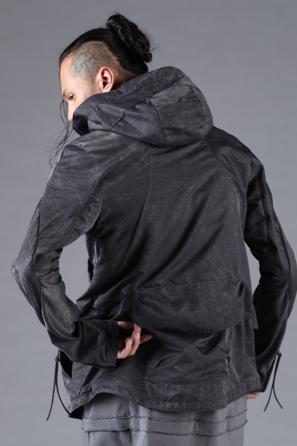 Pigment Coated Washer Nylon Hooded Jacket"Black" / 顔料コーティングワッシャーナイロンフーデットジャケット"ブラック"