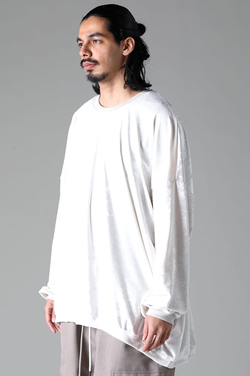 《2025AW先行予約》Washer Velor Jumbo Crew Neck Top"Black/Ivory" / ワッシャーベロアジャンボクルーネックトップ"ブラック/アイボリー"