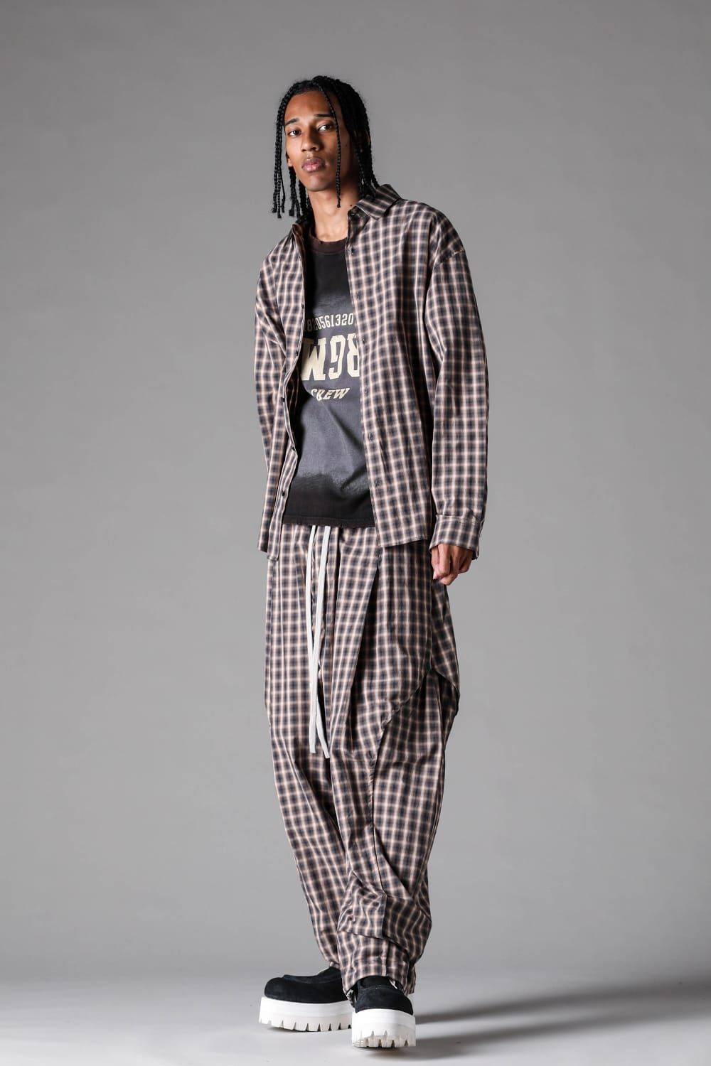 《2027SS先行予約》Plaid Side Tuck Tapared Pants"Black Plaid / Brown Plaid" / プレイドサイドタックテーパードパンツ"ブラックプレイド / ブラウンプレイド"