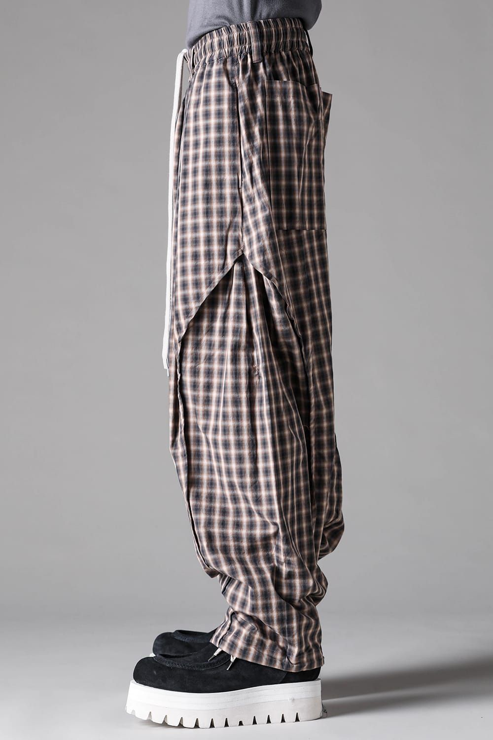 《2027SS先行予約》Plaid Side Tuck Tapared Pants"Black Plaid / Brown Plaid" / プレイドサイドタックテーパードパンツ"ブラックプレイド / ブラウンプレイド"