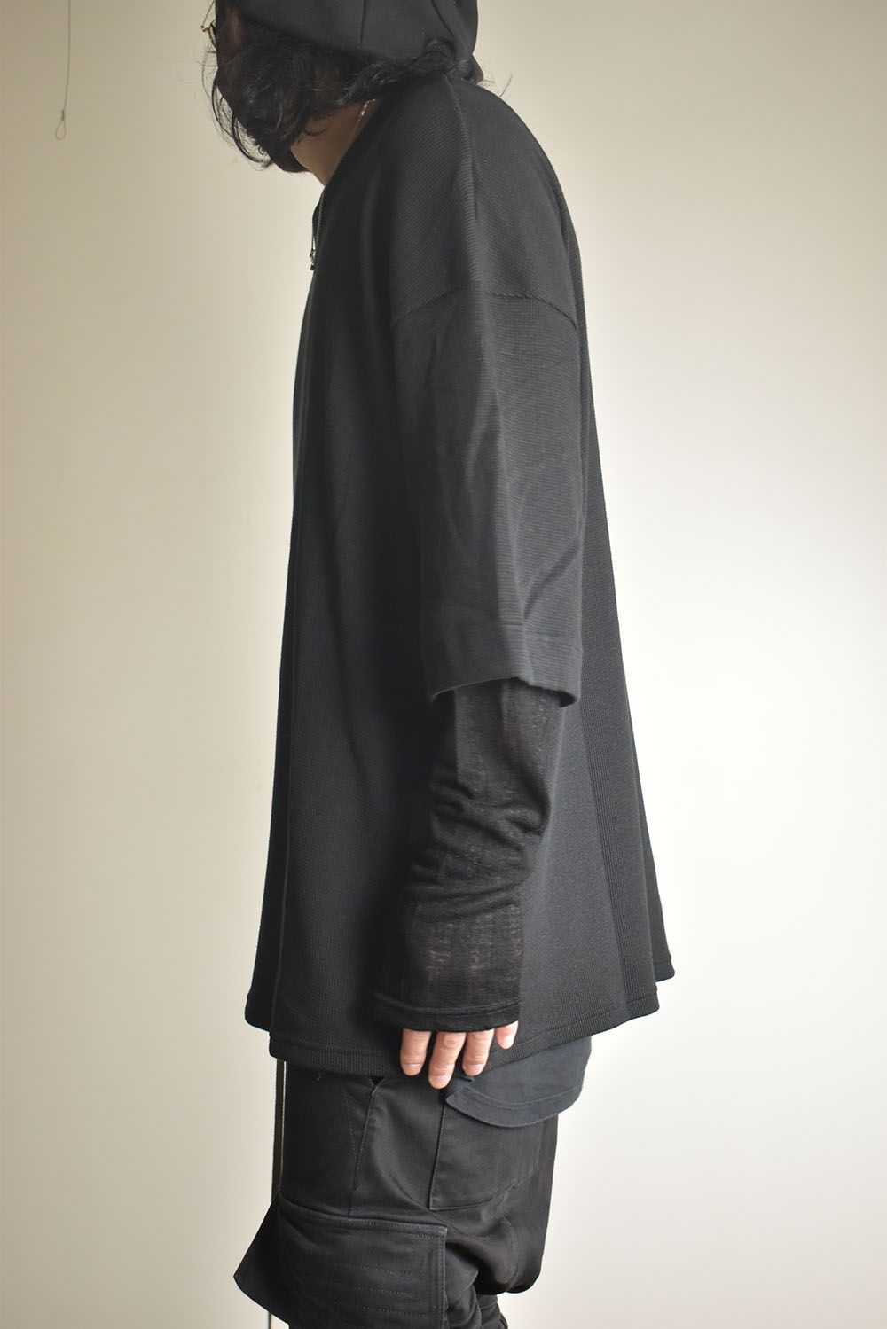 Layered Crew Neck Top"Black" / レイヤードクルーネックトップ"ブラック"