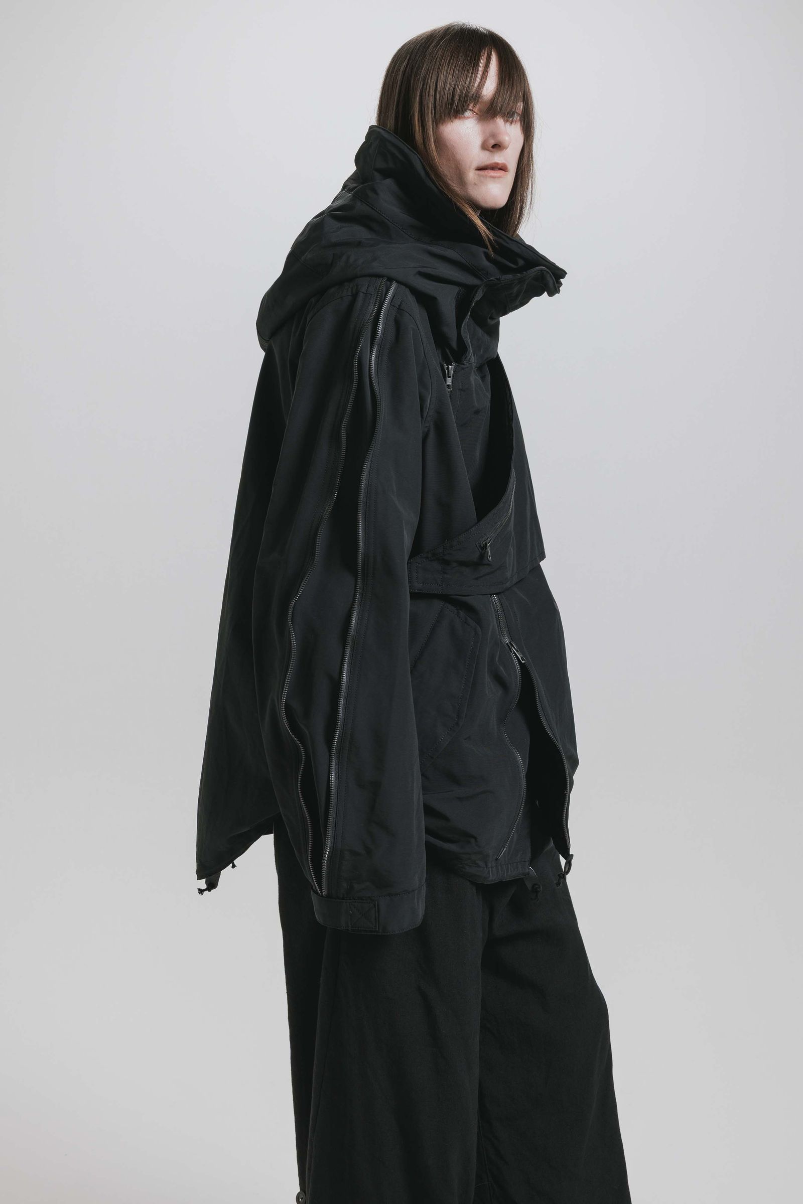 Multi Zip Short Mods Coat"Black" / マルチジップショートモッズコート"ブラック"