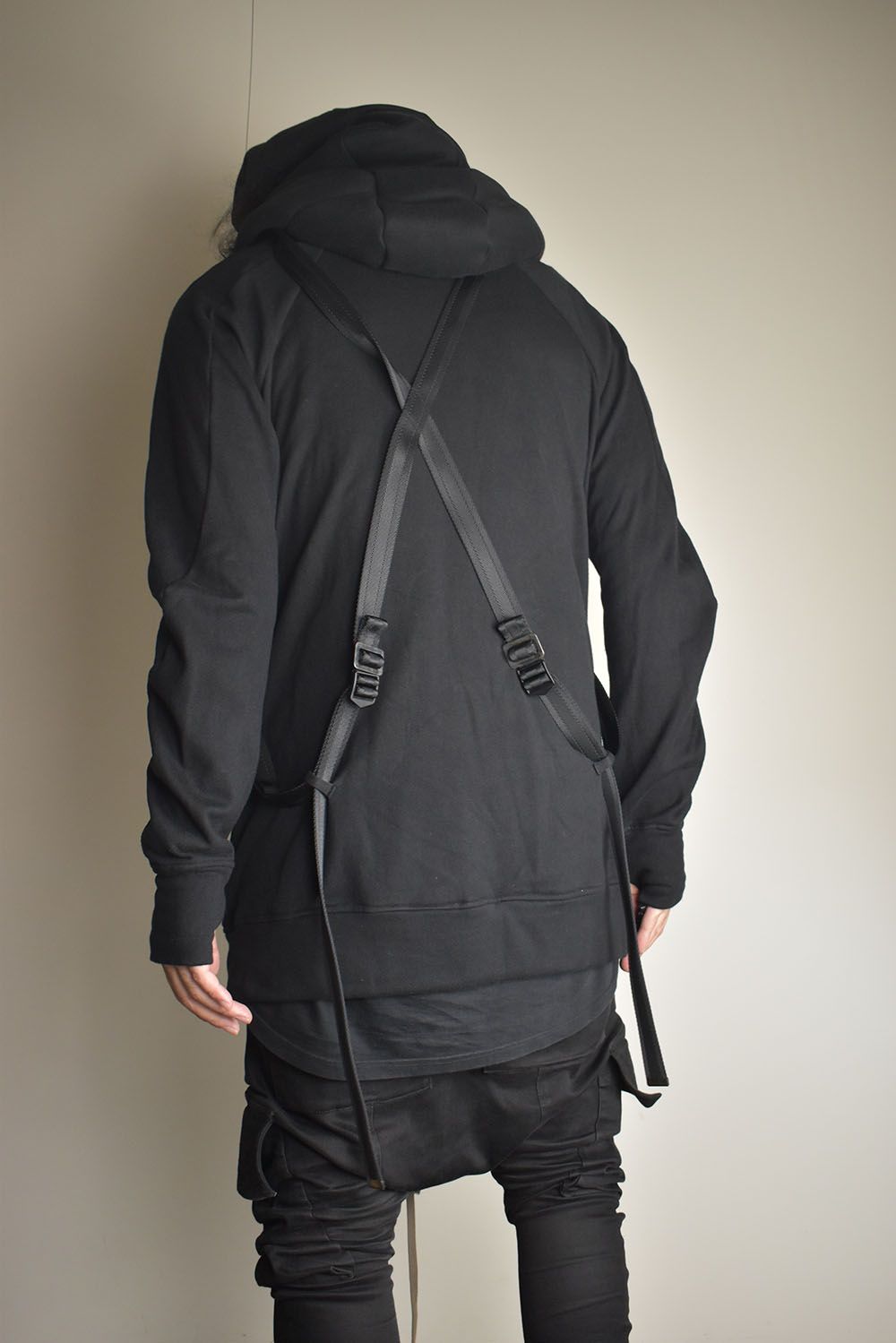 Non-Flammable Fleece Harness Belt W-Zip Hooded Jacket  "Black" / 無燃糸裏毛ハーネスベルトWジップフーデッドジャケット"ブラック"