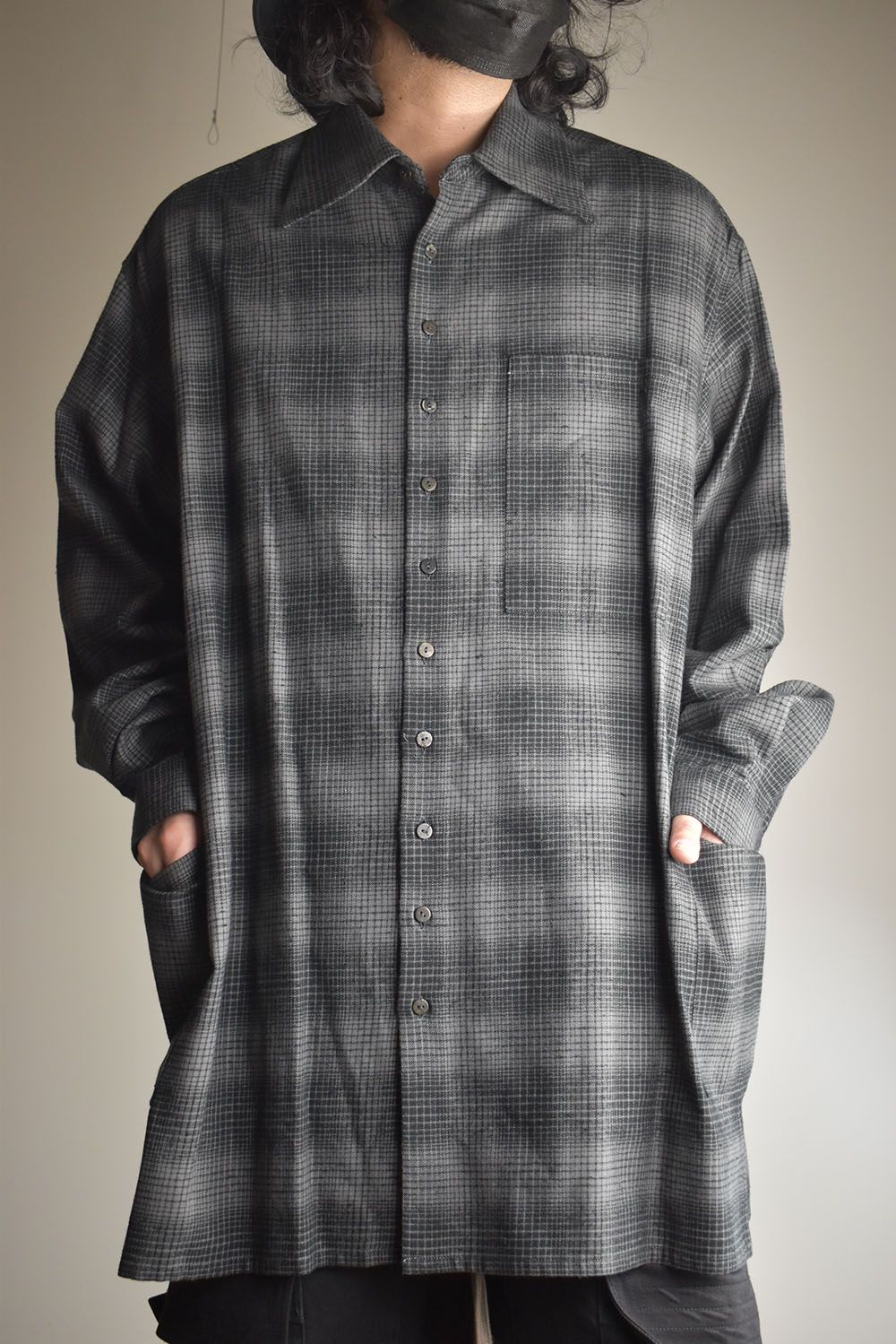 Over Sized Check Shirts"Grey" / オーバーサイズドチェックシャツ"グレー"