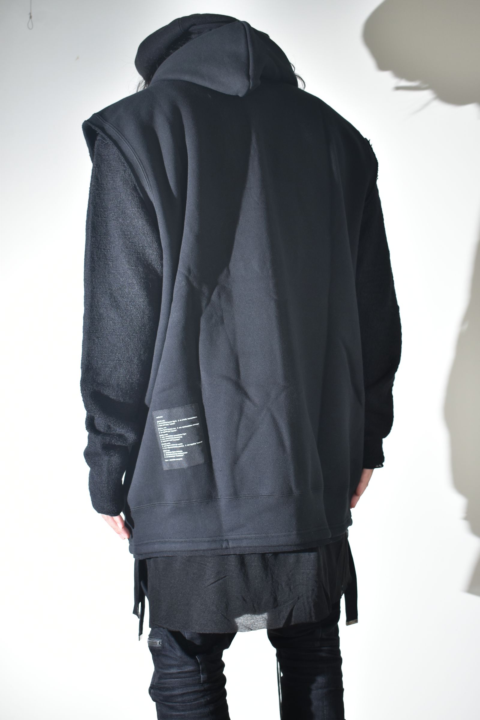 Over Size Sleeve Less Zip Up Parker"Black" / オーバーサイズスリーブレスジップアップパーカー"ブラック"
