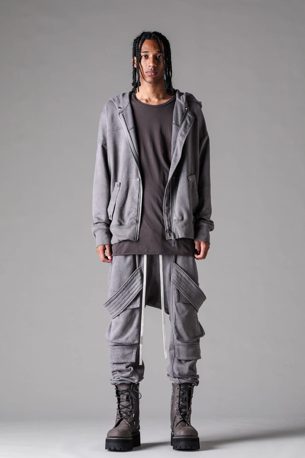 《2027SS先行予約》French Terry Belt Cargo Sarrouel Easy Pants "Black / Grey / L.Beige"/ フレンチテリー裏毛ベルトカーゴサルエルイージーパンツ"ブラック / グレー /ライトベージュ"