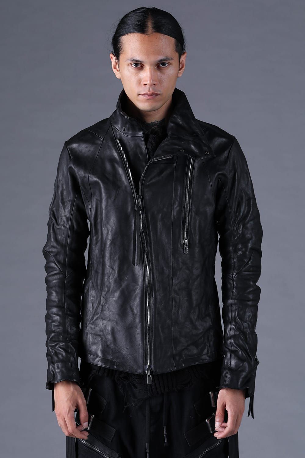 《2027SS先行予約分》Horse Leather High-Neck Jacket"Black" / ホースレザーハイネックジャケット"ブラック"