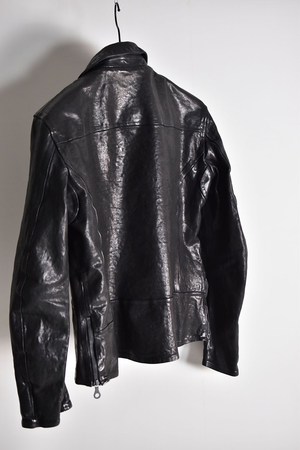 Itary Shoulder “Garment-Dyed” Double Riders"Black"/イタリーショルダーガーメントダイダブルライダース"ブラック"