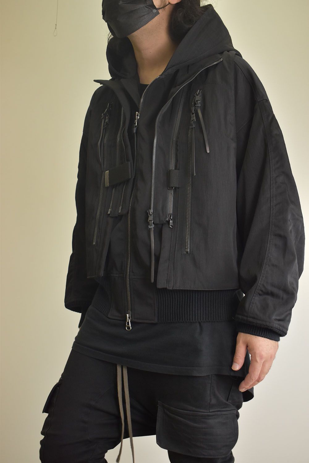 Nylon Wool Twill Hooded Jacket"Black" / ナイロンウールツイルフーデッドジャケット"ブラック"