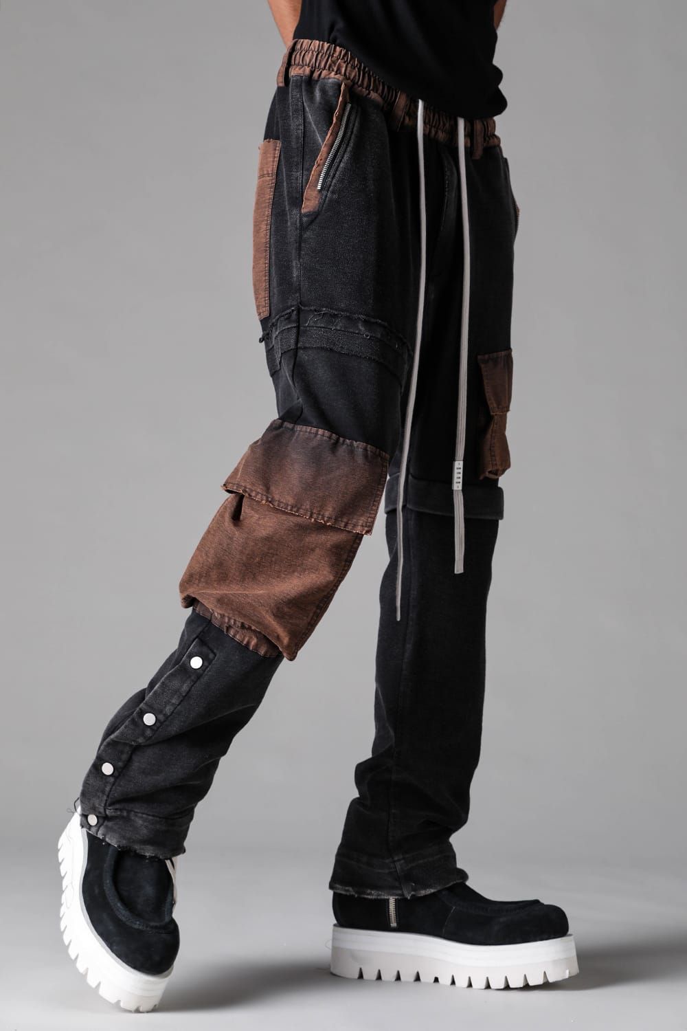 《2027SS先行予約》Vintage Cargo Flare Long Pants "Black × Brown / Grey × L.Grey / Ivory" / ヴィンテージカーゴフレアロングパンツ"ブラック×ブラウン / グレー×ライトグレー / アイボリー"