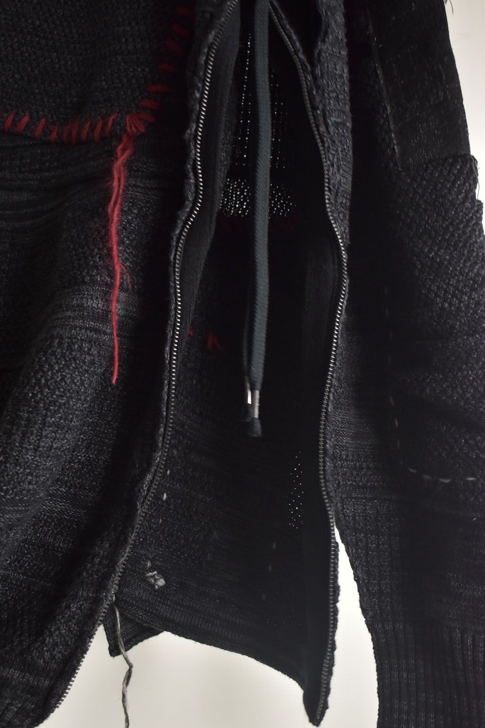 Cotton Cashmere Crust Patch Knit Pullover "Charcoal" / コットンカシミヤクラストパッチニットプルオーバー"チャコール"