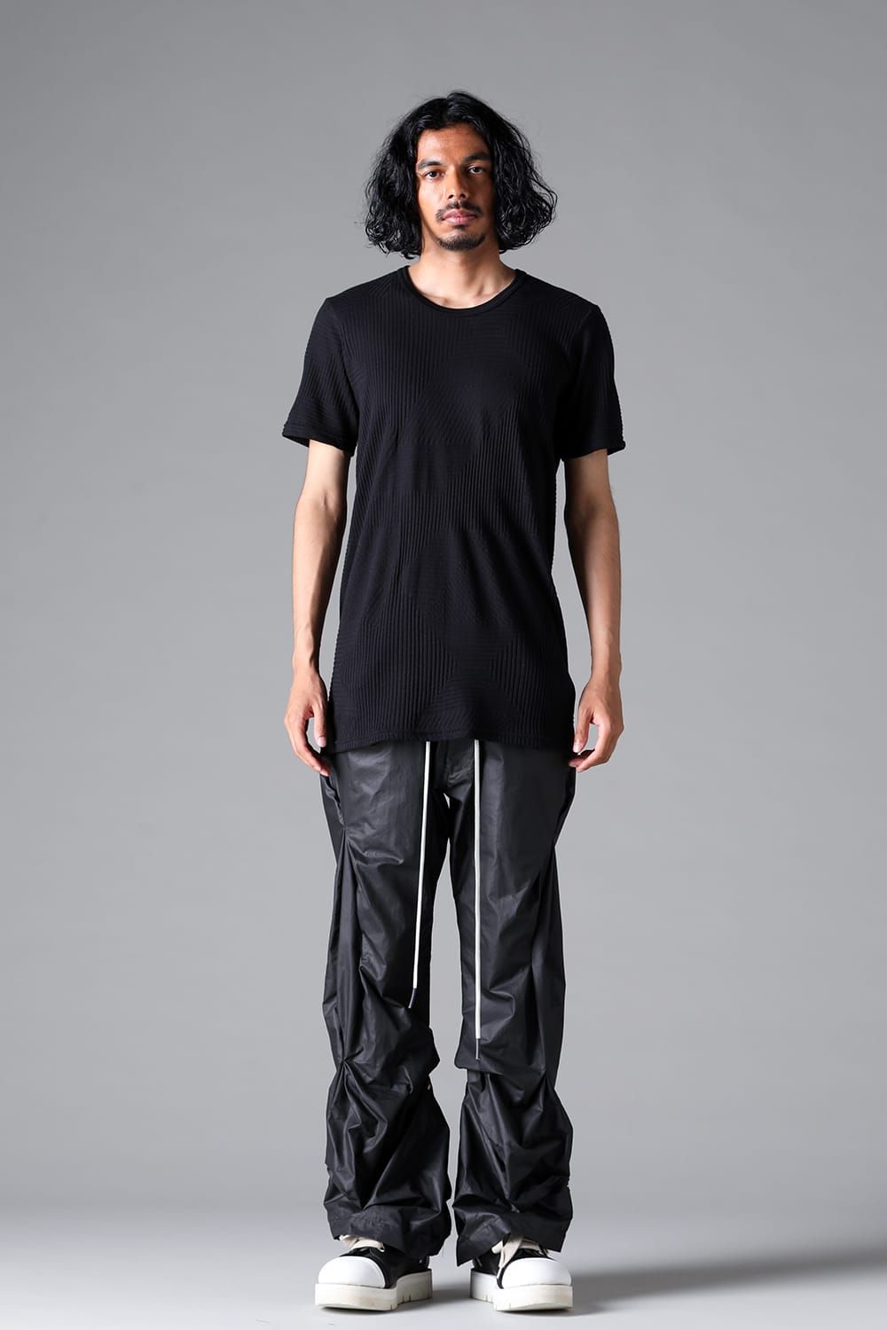 《2026SS先行予約》Deformed Stripe Pattern Slim Tee "Black / Cream" /ディフォルメドストライプパターンスリムTee"ブラック/クリーム"