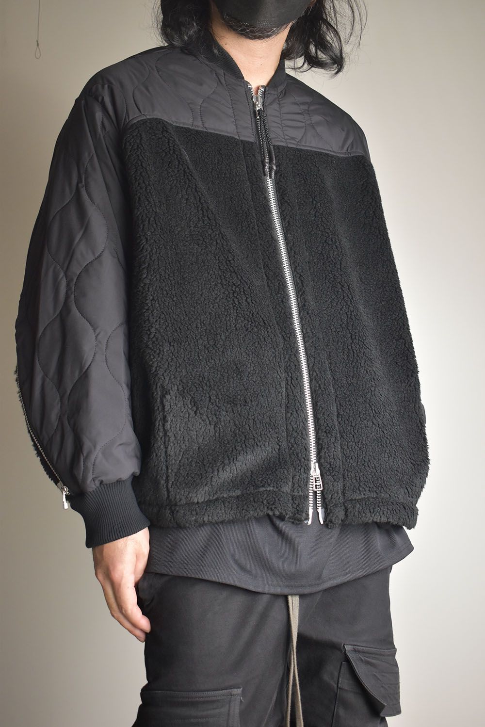 Combination Zip Boa Jersey"Black" / コンビネーションジップボアジャージー"ブラック"