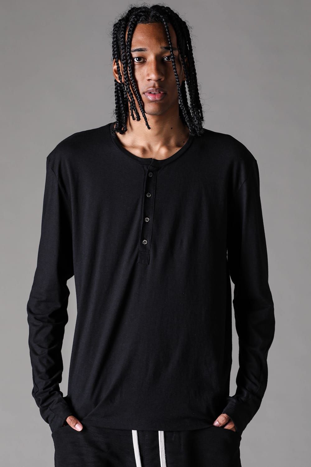 《2027SS先行予約》Henley Neck Long Sleeve "Black / Ivory / Greige / Ice Blue / Pale Shell" / ヘンリーネックロングスリーブ"ブラック/アイボリー/グレージュ/アイスブルー/ペイルシェル"