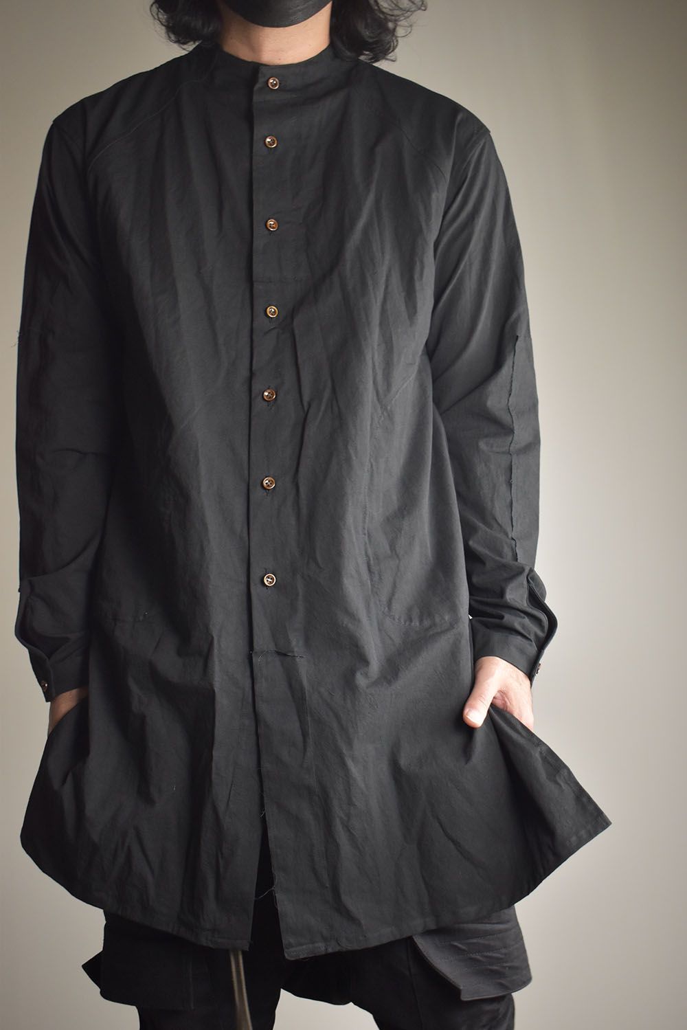 Strings Raw Edge Over Shirts"Black" / ストリングスローエッジオーバーシャツ"ブラック"