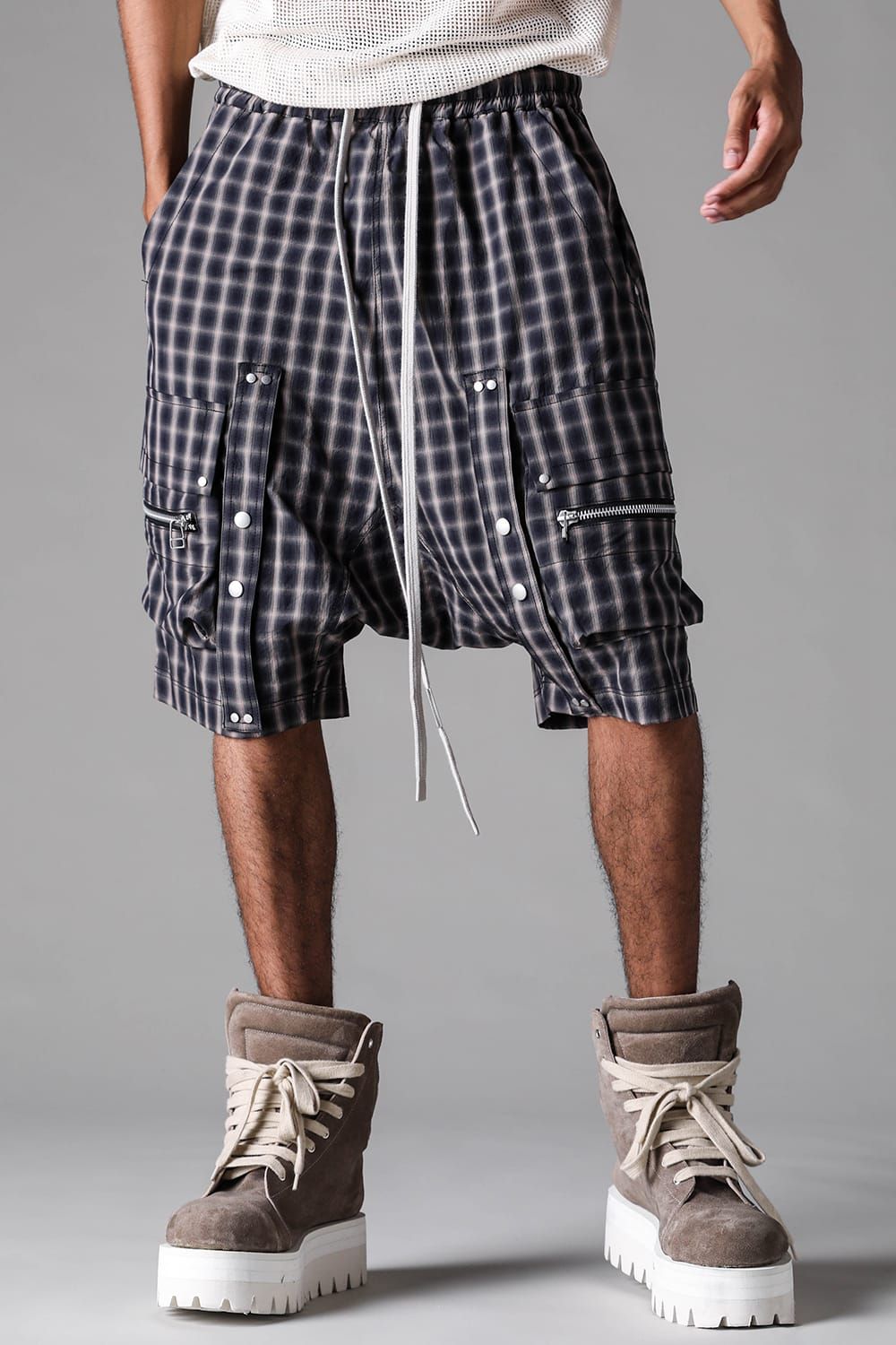 《2027SS先行予約》Plaid Cargo Shorts"Black Plaid / Brown Plaid" / プレイドカーゴショーツ"ブラックプレイド / ブラウンプレイド"