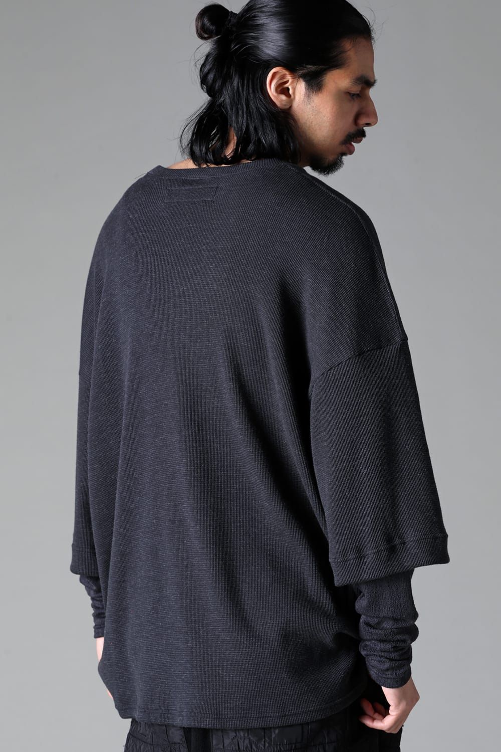 《2025AW先行予約》Layered Crew Neck Top"Black / Beige /Khaki /Grey /D.Grey" / レイヤードクルーネックトップ"ブラック/ベージュ/カーキ/グレー/ダークグレー"