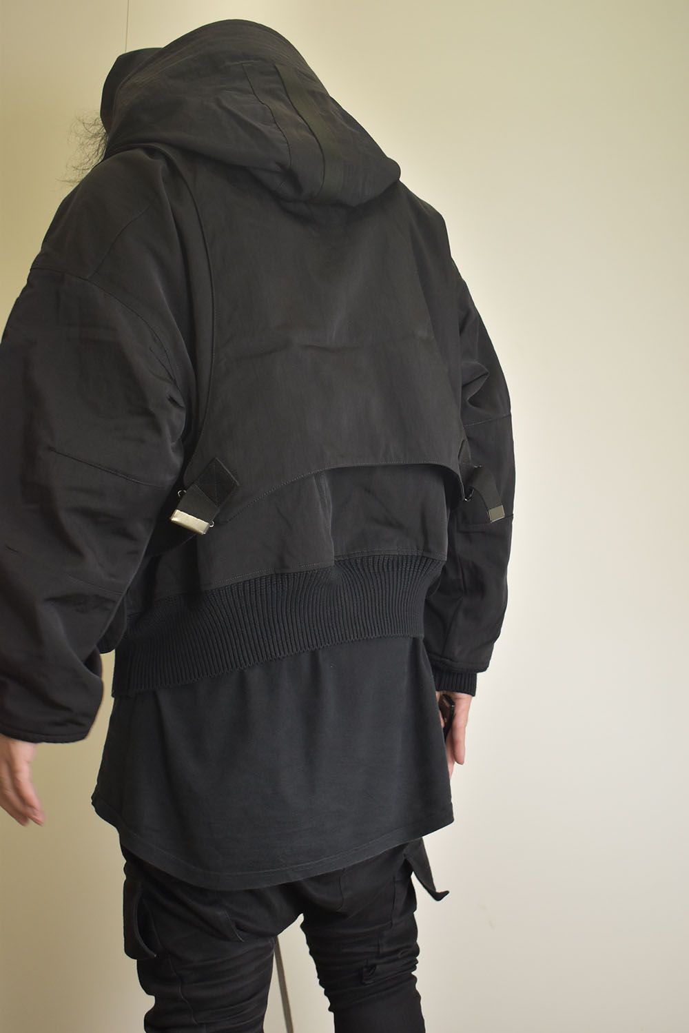 Nylon Wool Twill Hooded Jacket"Black" / ナイロンウールツイルフーデッドジャケット"ブラック"