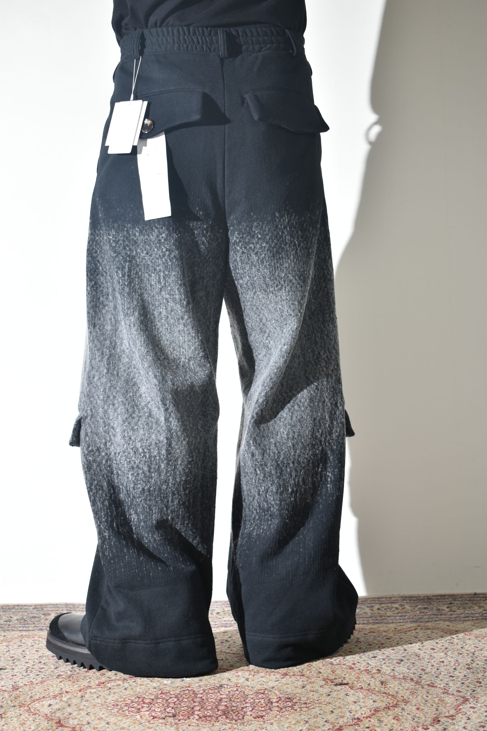 Gradient Needle Punch Sinflap Baggy Pants "Black Based" / グラデーションニードルパンチシンフラップバギーパンツ"ブラックベース"