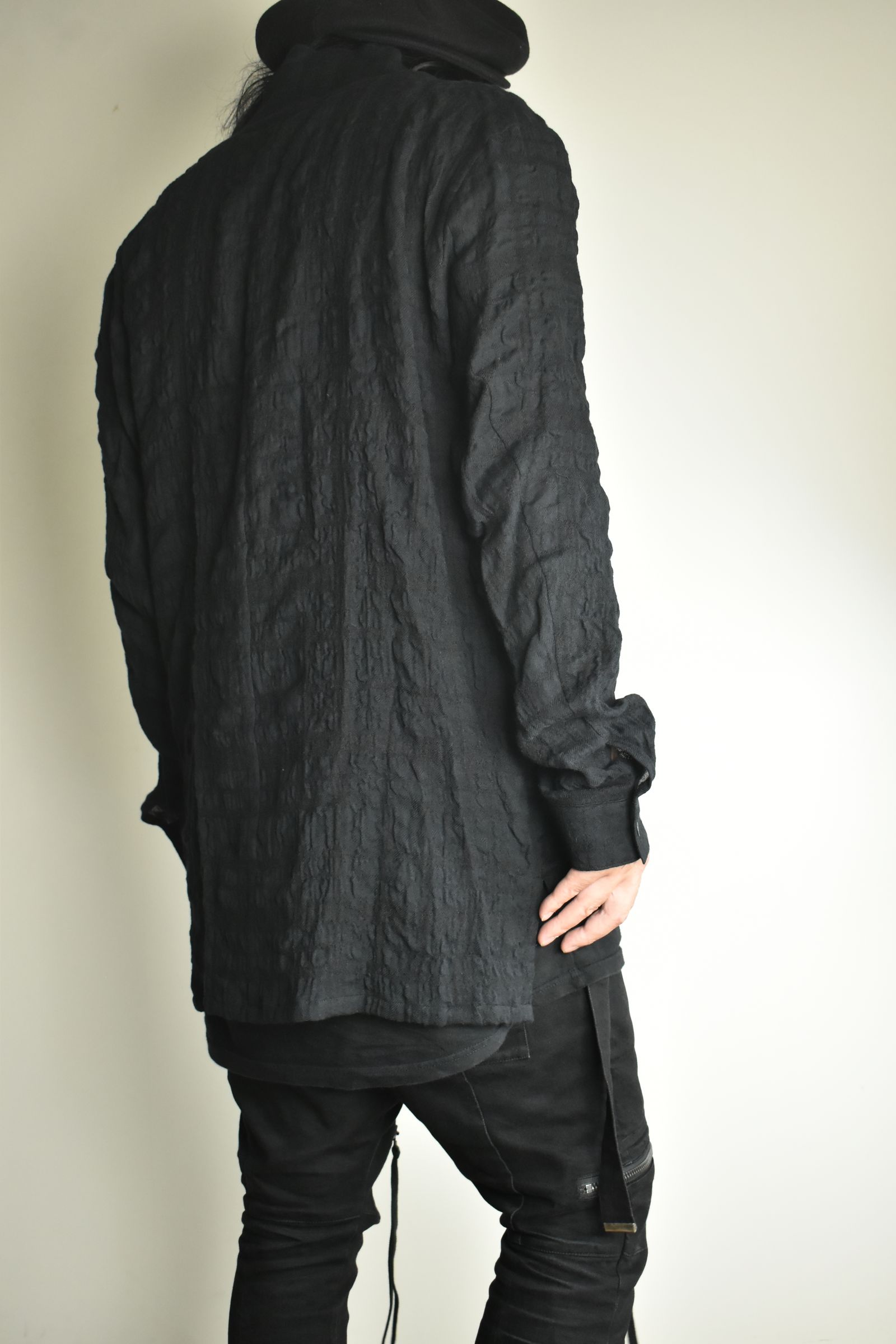 Shadow Check Shawl Collar Shirt"Black" / シャドウチェックショールカラーシャツ"ブラック"