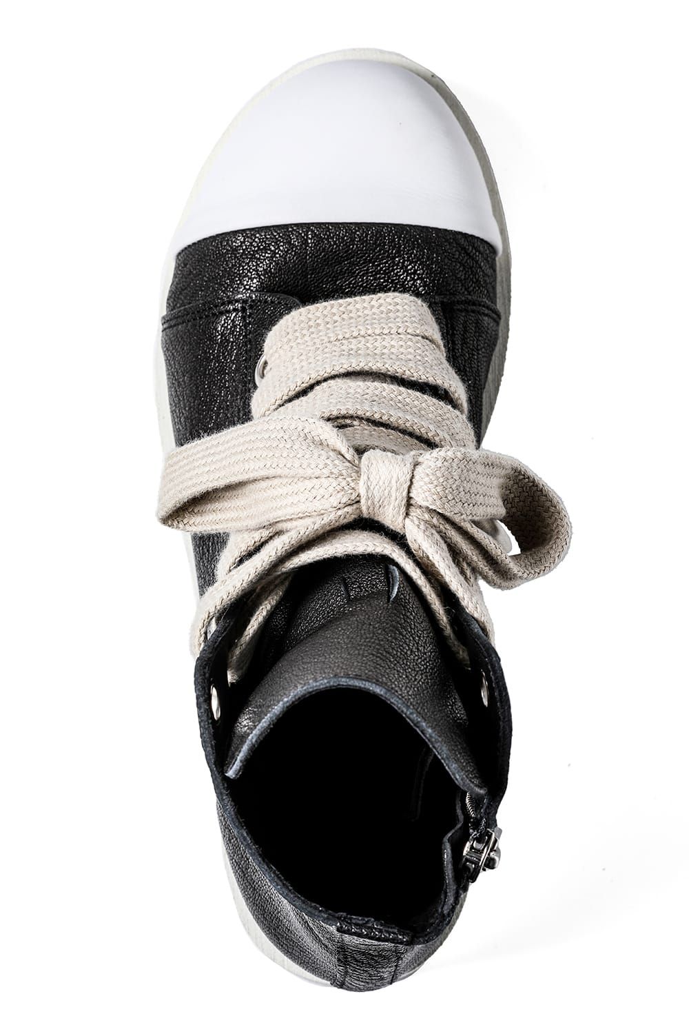 《2027SS先行予約分》 Fat Laces Leather Sneaker Boots "Black × White" / ファットレースレザースニーカーブーツ"ブラック×ホワイト"