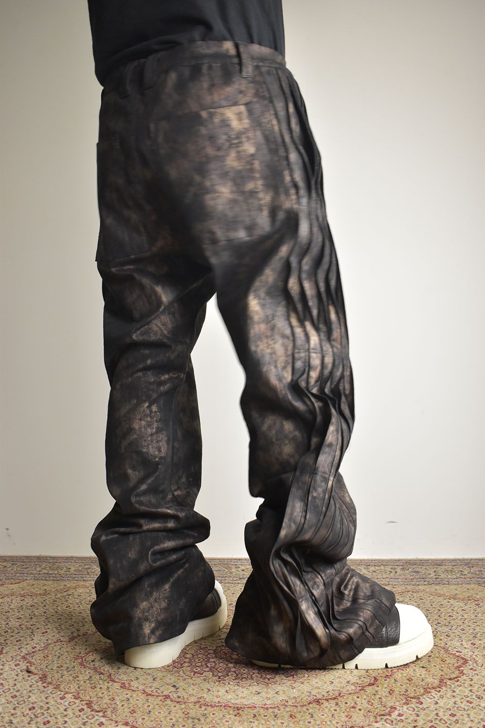 《2025AW先行予約》Metal Steam Camouflage Side Pin Tuck Boots Cut"Black × Beige" / メタルスチームカモフラージュ サイドピンタックブーツカット"ブラック×ベージュ"