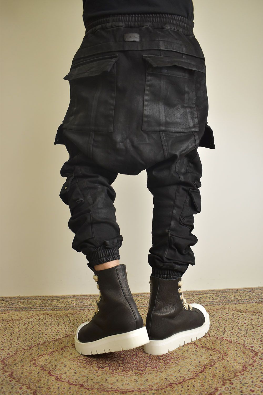 Coating Bonding Sarouel Cargo Jogger Denim"Black" / コーティングボンディングサルエルカーゴジョガーデニム"ブラック"