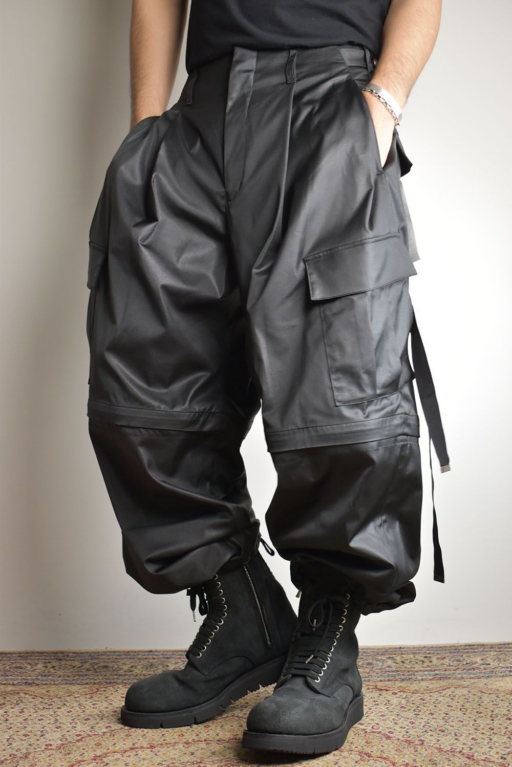 Fake Fake Leather Detachable Cargo Pants"Black"/フェイクフェイクレザーデタッチャブルカーゴパンツ"ブラック"