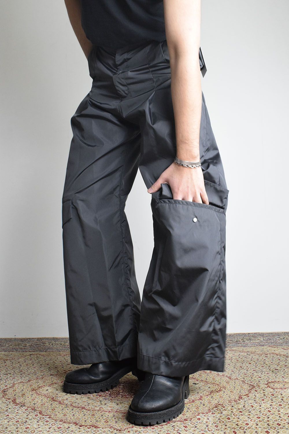 Shingle Flap Baggy Trousers "Charcoal" / シンフラップバギートラウザー"チャコール"