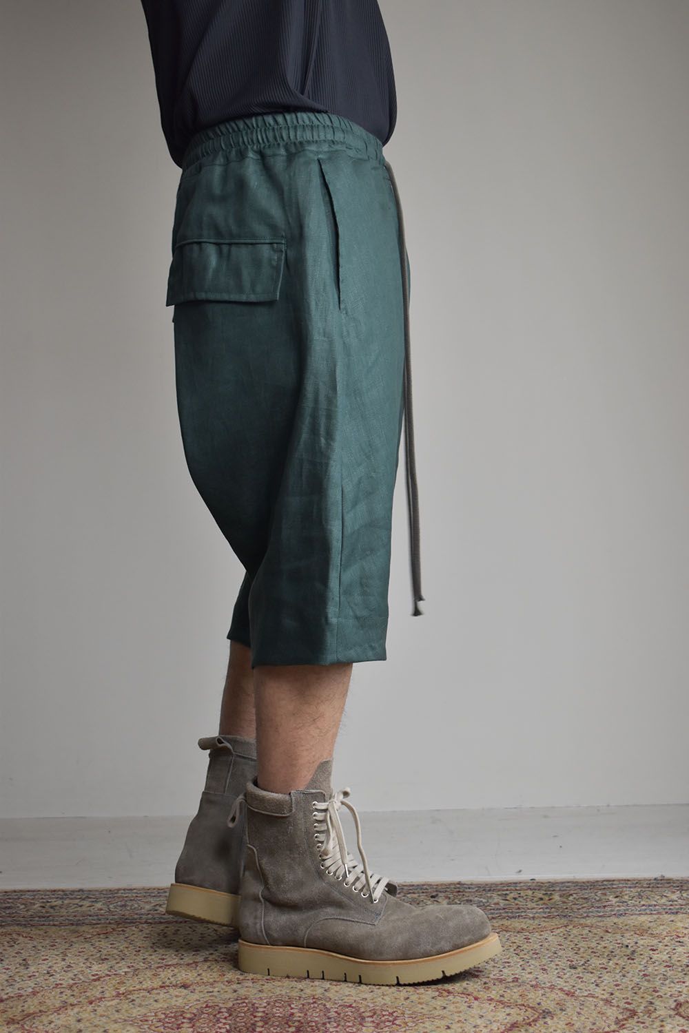 Heringbone Sarouel Shorts"Green"/ヘリンボーンサルエルショーツ"グリーン"