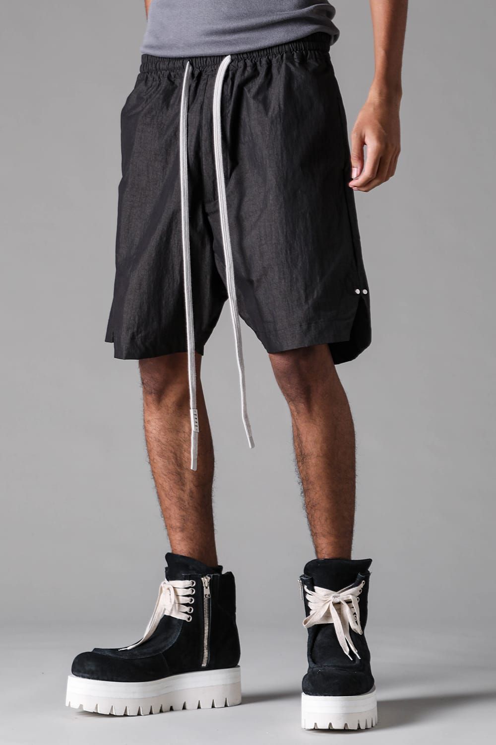 《2027SS先行予約》Cotton Nylon Side Slit Shorts"Black" / コットンナイロンサイドスリットショーツ"ブラック"