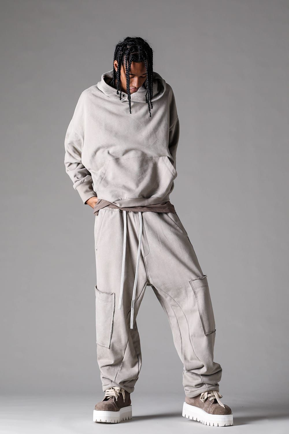 《2027SS先行予約》French Terry Wide Pants "Black / Grey / L.Beige"/ フレンチテリー裏毛ワイドパンツ"ブラック / グレー /ライトベージュ"