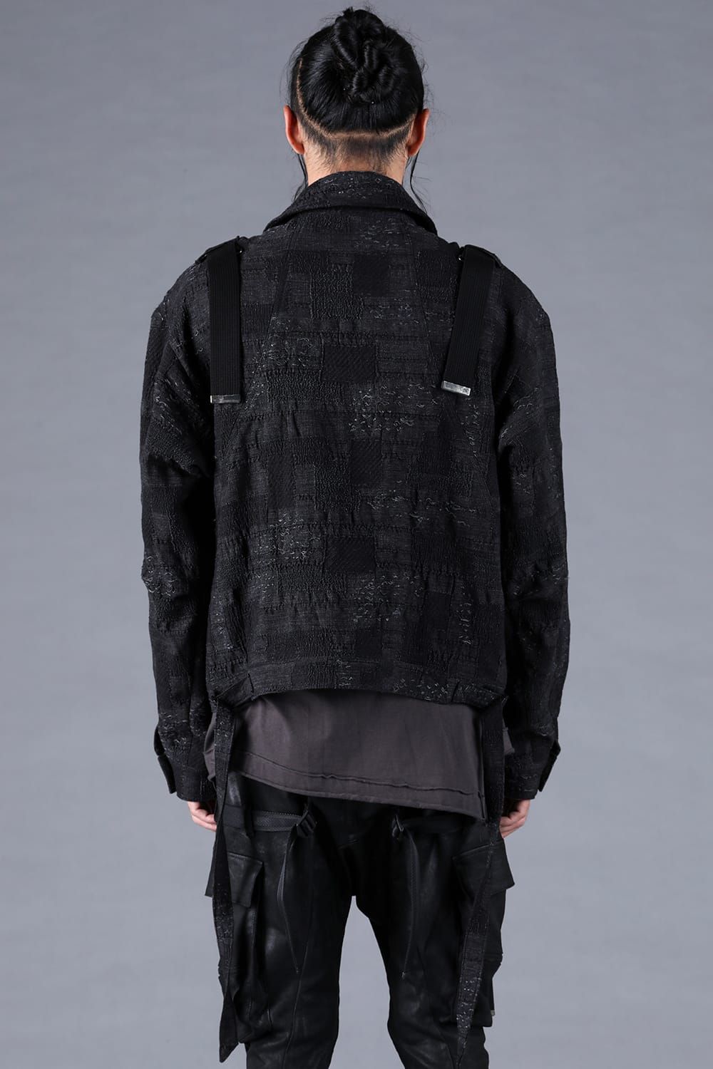 Crust Jacquard Salopette Layered Jacket"Black" / クラストジャガードサロペットレイヤードジャケット"ブラック"