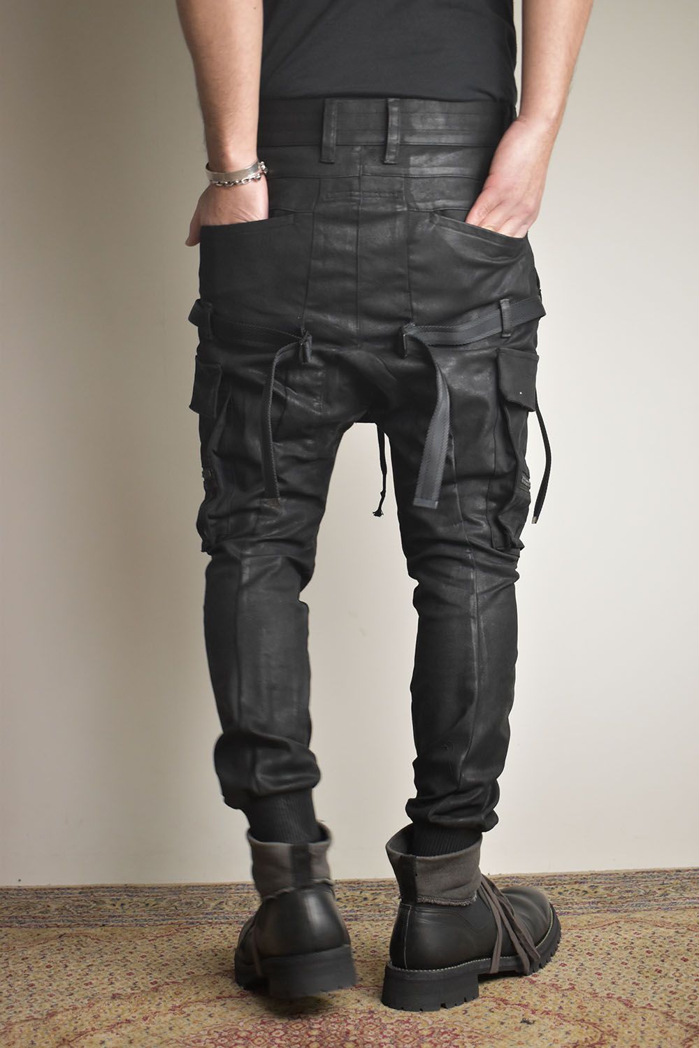 Product Coating Bag Attached Cargo Jogging Pants"Black" / 製品コーティングバッグアタッチドカーゴジョグパンツ"ブラック"