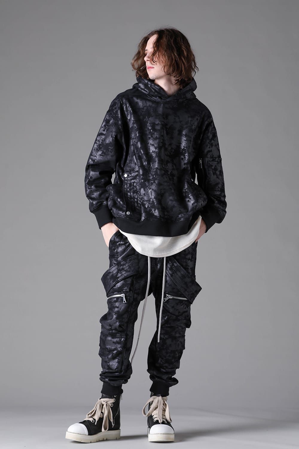 《2026AW先行予約》Sweat Cargo Hoodie Pullover"Black / L.Grey" / スウェットカーゴフーディプルオーバー"ブラック/ライトグレー"