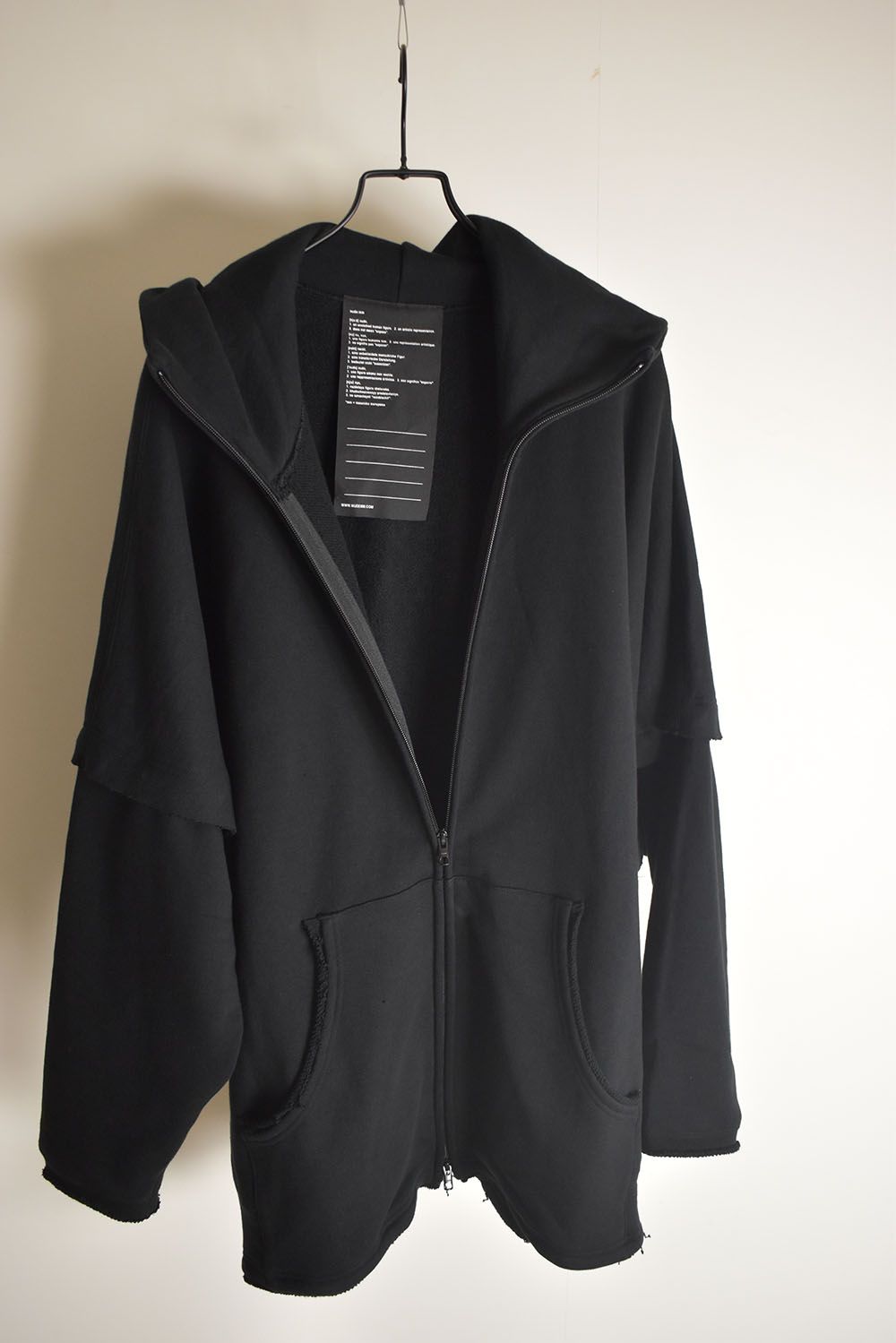 Sweat Oversize Zip Up Hoodie"Black" / スウェットオーバーサイズジップアップパーカ"ブラック"