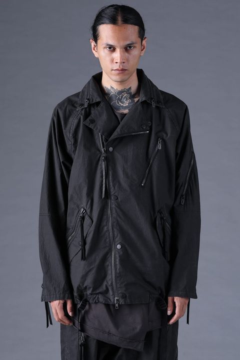 《2027SS先行予約分》Pigment-Coated Rider's Coach Jacket"Black" / 顔料コーティングライダースコーチジャケット"ブラック"
