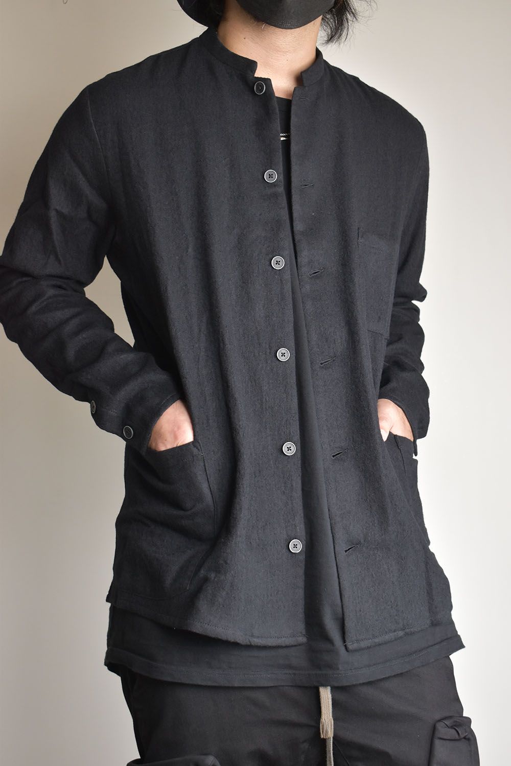 Stand Collar Shirts"Lamp Black"/スタンドカラーシャツ"ランプブラック"