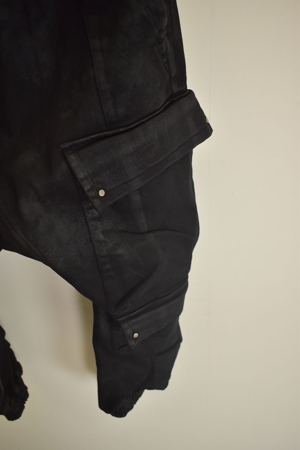 Coating Bonding Sarouel Cargo Jogger Denim"Black" / コーティングボンディングサルエルカーゴジョガーデニム"ブラック"