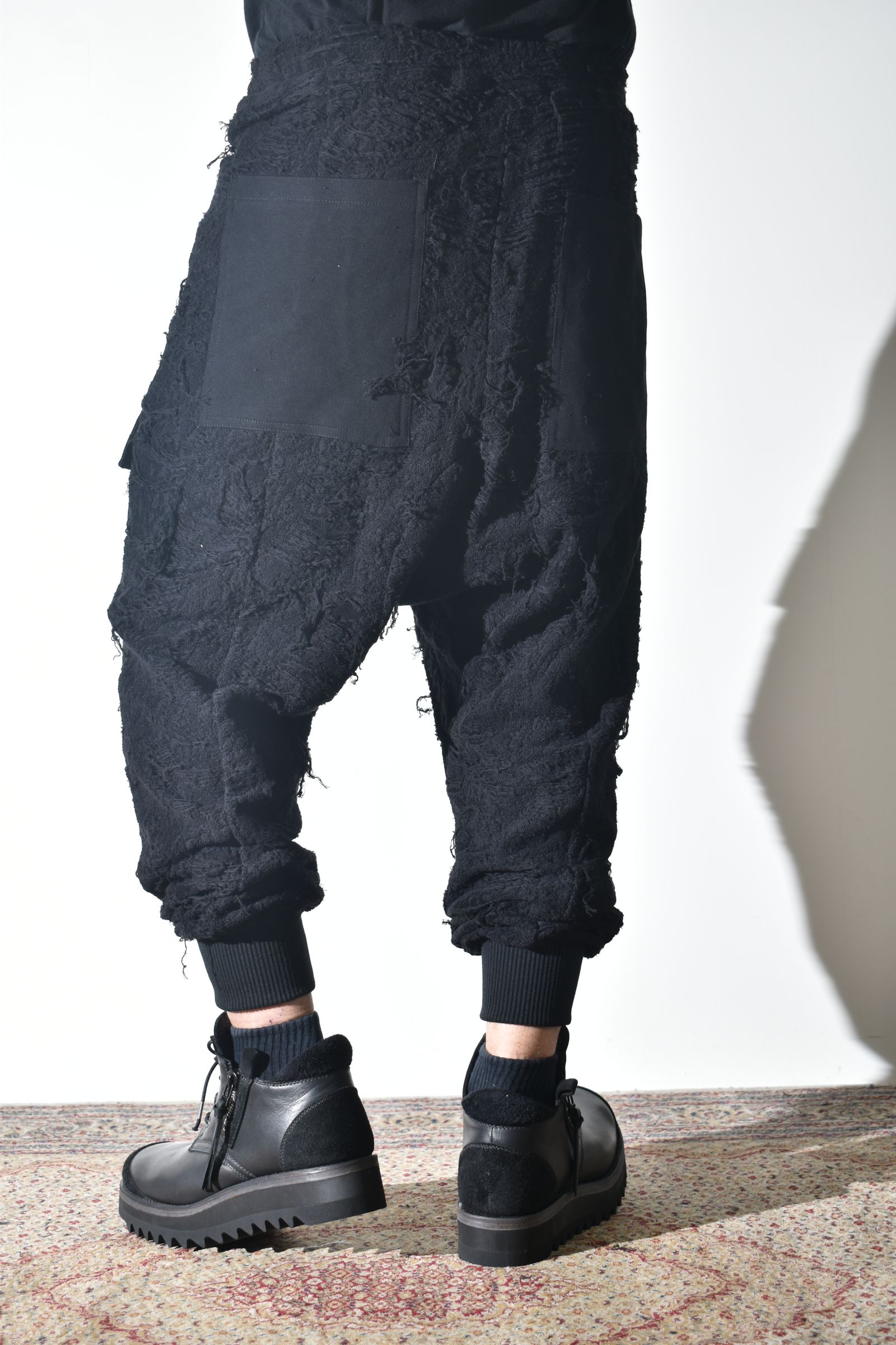 Damage Pile Combination Wide Jogger Pants"Black" / ダメージパイルコンビネーションワイドジョガーパンツ"ブラック"