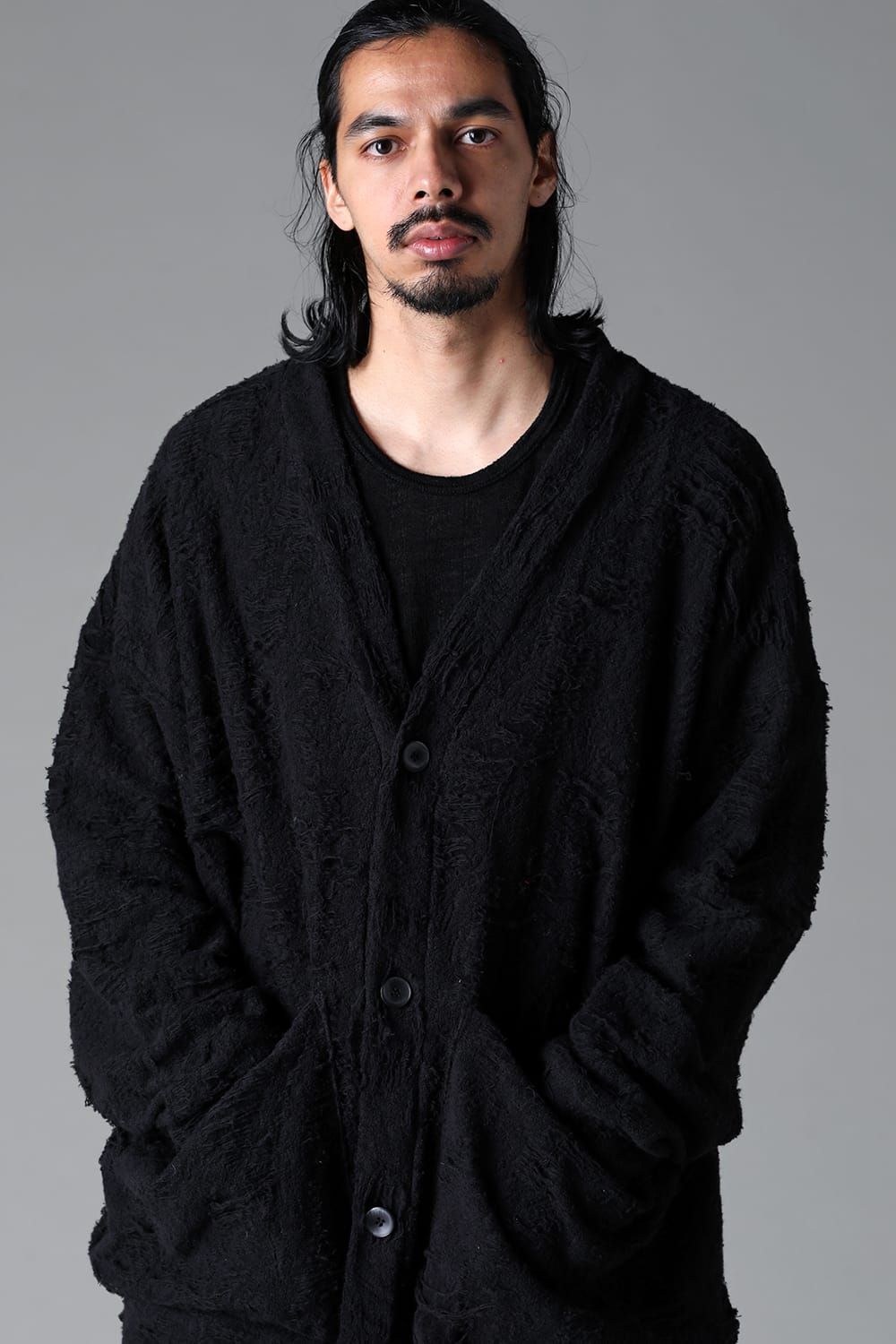 《2025AW先行予約》Damage Pile Jumbo Cardigan"Black" / ダメージパイル ジャンボカーディガン"ブラック"