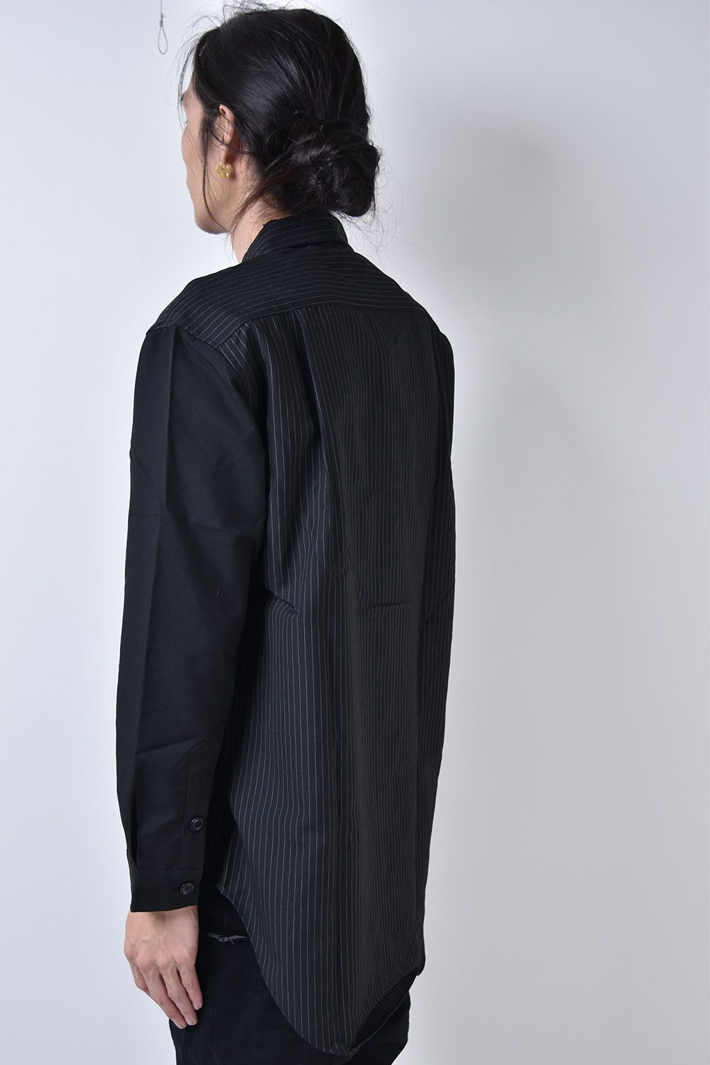 Rayon-Polyester Overfitting Shirt"Black"/レーヨン,ポリエステルオーバーフィッティングシャツ"ブラック"