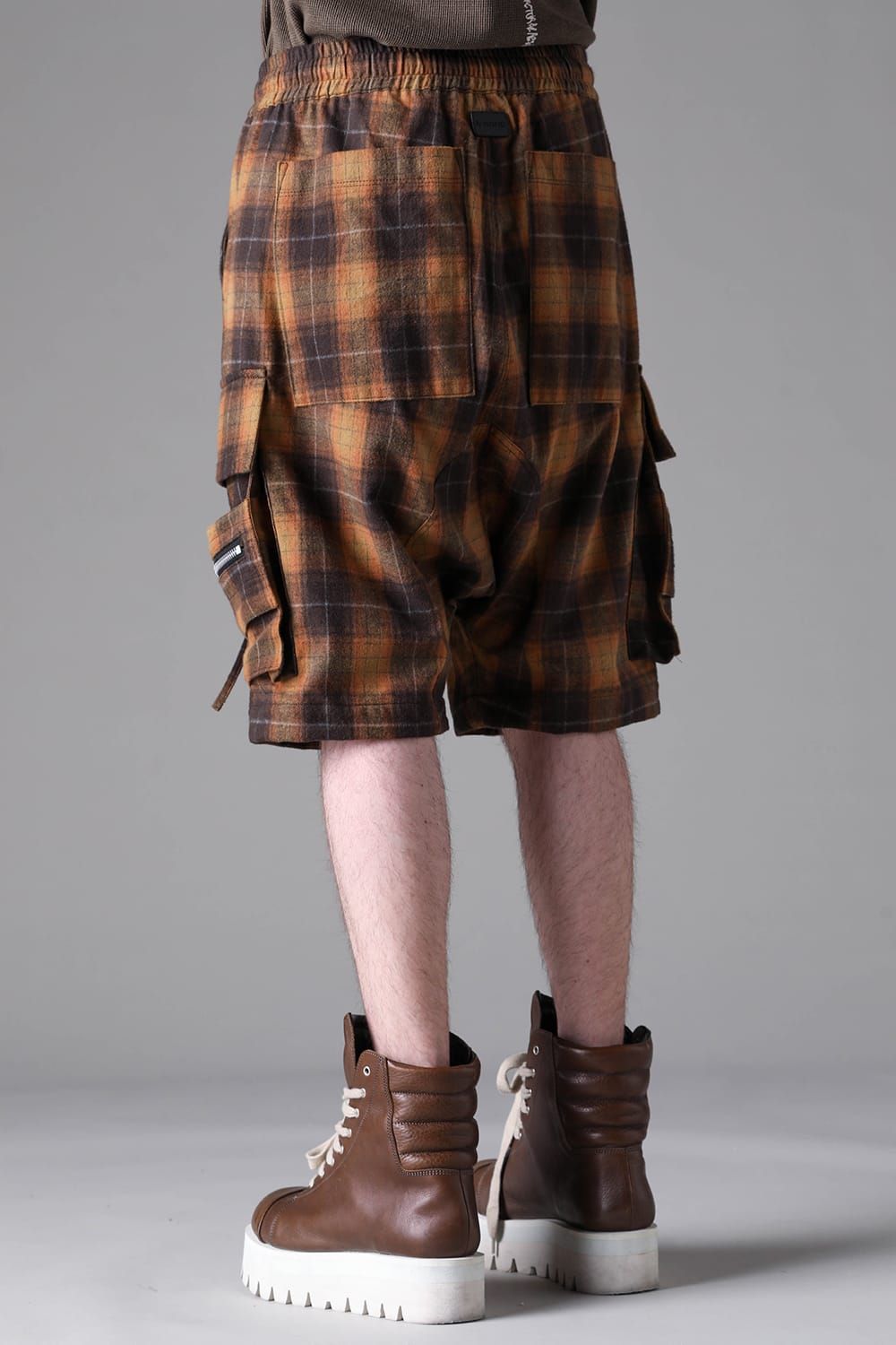 《2026AW先行予約》Plaid Sarrouel Shorts"Soft Greige / Black Camel / Warm Brown" / サルエルショーツ"ソフトグレージュ/ブラックキャメル/ウォームブラウン"